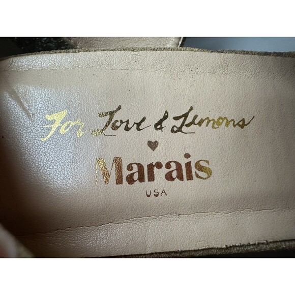 For Love & Lemons x Marais Jardin Camel Tan Sparkly Block Heel Women's SIZE 10 - Picture 9 of 10